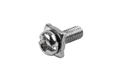 [E] น็อตยึดสายไฟ สแตนเลสชุบนิกเกิ้ล M3x8 mm พร้อมแหวนทรงสี่เหลี่ยม ขนาด 6x6 mm